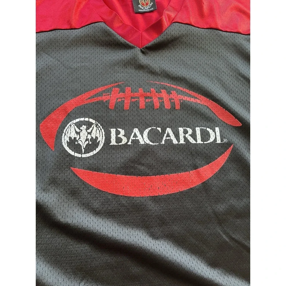 BARCARDI No 62 Size XL Football Jersey Black Red & White Accents Y2K Hiphop